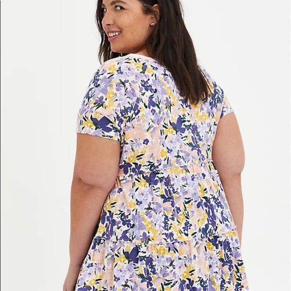 Torrid TIERED BABYDOLL TOP - SUMMER FLORAL Sz 1 - Picture 3 of 3